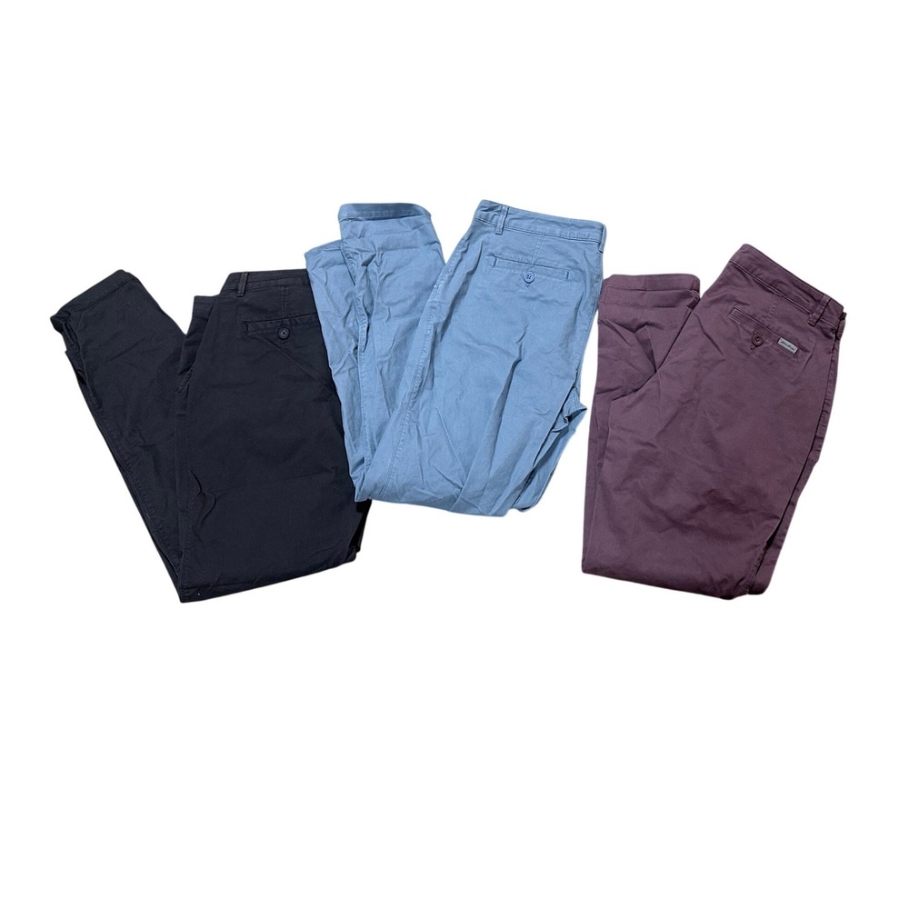 Lot of (3) Eddie Bauer Legendwash Stretch Boyfriend Midrise Pants 10 Blue Plum